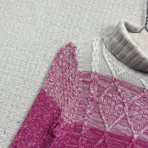 VTG Cotton Country Multicolor Sweater Women S Heavy 3D Cable Knit Canada made - Picture 4 of 16